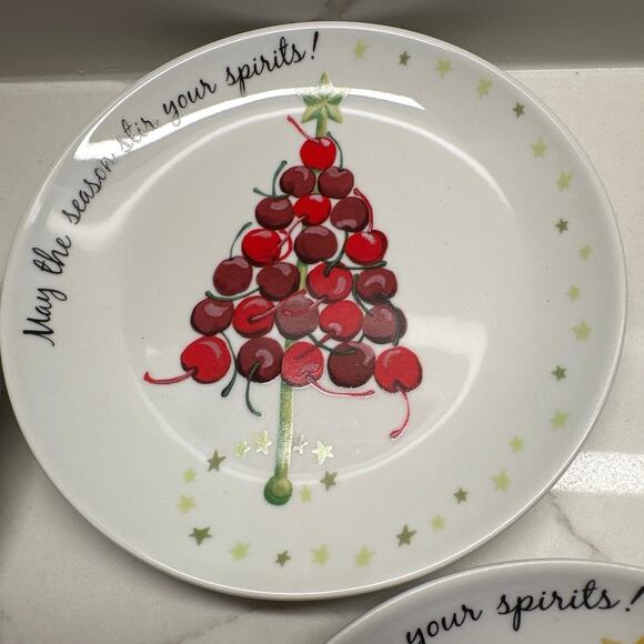 Set of 4 Boston Warehouse Anna Maria Fruit Topiary Trees Spirits 6-1/2" plates. - Picture 3 of 7